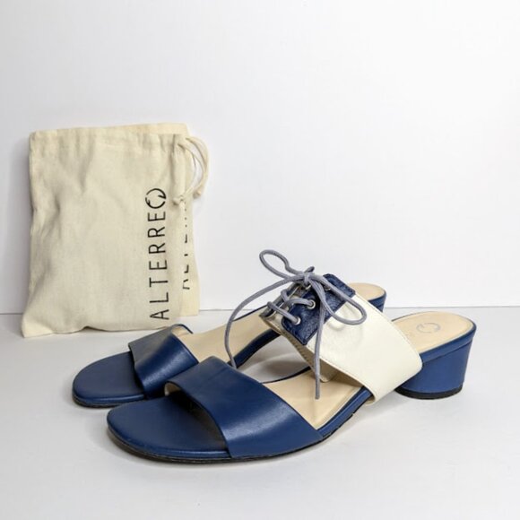 Alterre Interchangeable Navy Blue Sandal Womens 8 Leather Strappy Casual Comfort - Picture 4 of 9